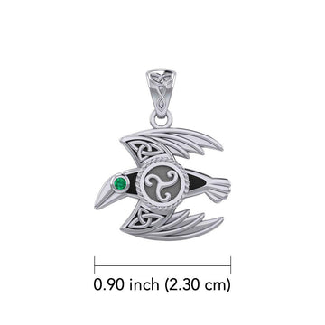 Behind the Mystery of the Mythical Raven 14K White Gold Jewelry Pendant with Gemstone WPD5381 - Jewelry